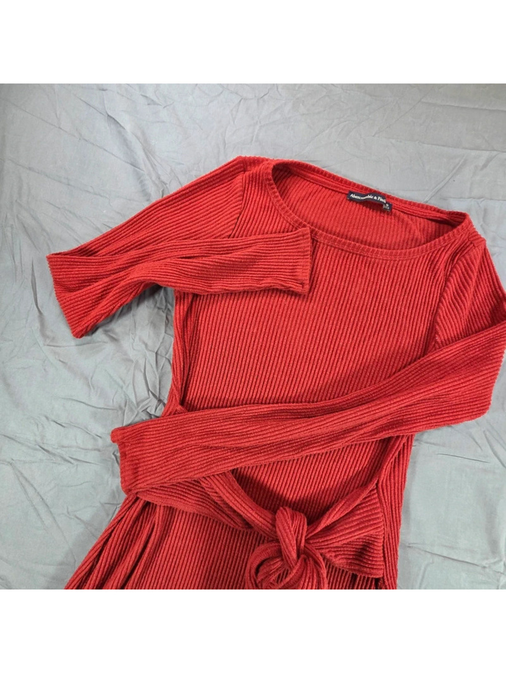Abercrombie & Fitch red ribbed knit sweater dress